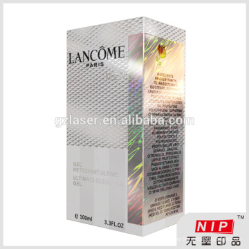 Shiny 350gsm cosmetic packaging cardboard box with hologram color